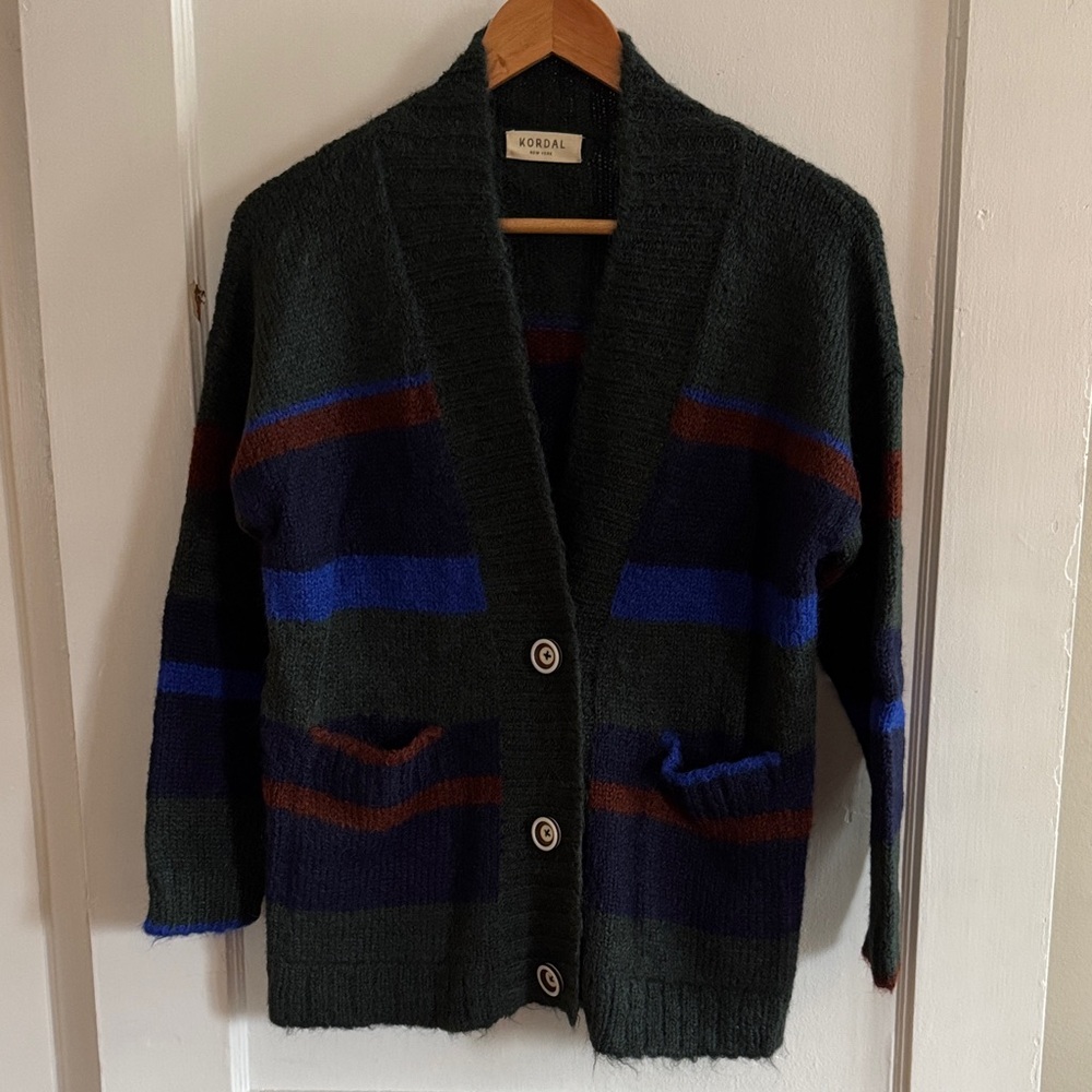 Gina Striped Cardigan- Forest Multi